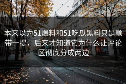 本来以为51爆料和51吃瓜黑料只是顺带一提，后来才知道它为什么让评论区彻底分成两边
