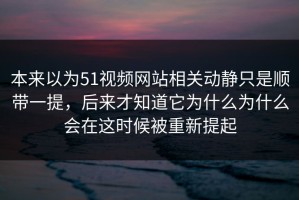 本来以为51视频网站相关动静只是顺带一提，后来才知道它为什么为什么会在这时候被重新提起