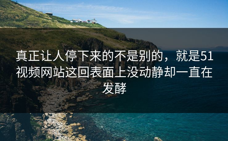 真正让人停下来的不是别的，就是51视频网站这回表面上没动静却一直在发酵