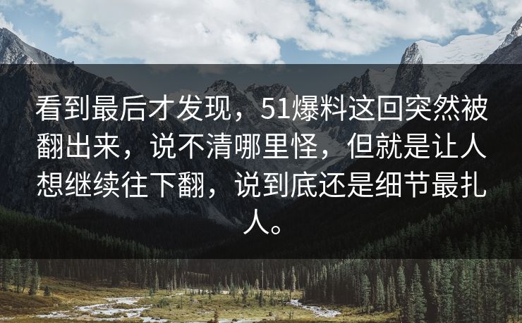 看到最后才发现，51爆料这回突然被翻出来，说不清哪里怪，但就是让人想继续往下翻，说到底还是细节最扎人。