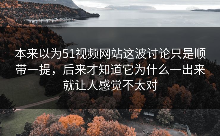 本来以为51视频网站这波讨论只是顺带一提，后来才知道它为什么一出来就让人感觉不太对