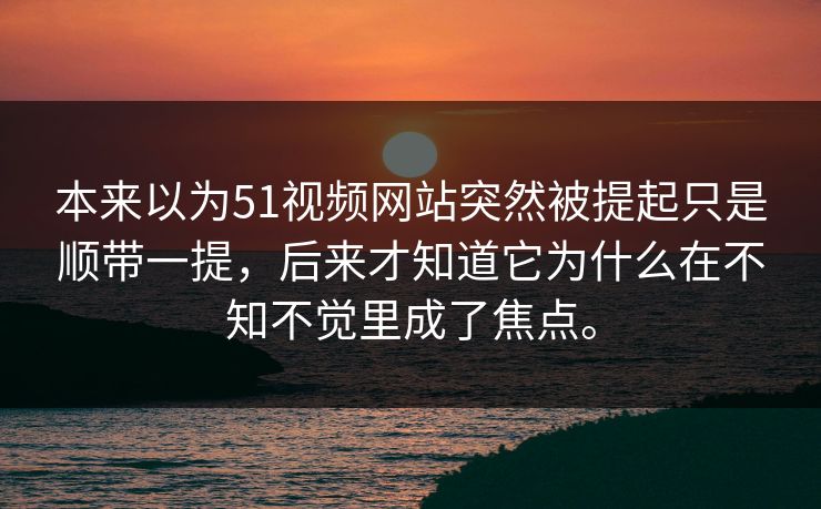 本来以为51视频网站突然被提起只是顺带一提，后来才知道它为什么在不知不觉里成了焦点。