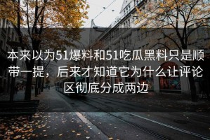 本来以为51爆料和51吃瓜黑料只是顺带一提，后来才知道它为什么让评论区彻底分成两边