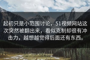 起初只是小范围讨论，51视频网站这次突然被翻出来，看似克制却很有冲击力，越想越觉得后面还有东西。