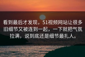 看到最后才发现，51视频网站让很多旧细节又被连到一起，一下就把气氛拉满，说到底还是细节最扎人。