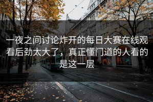 一夜之间讨论炸开的每日大赛在线观看后劲太大了，真正懂门道的人看的是这一层