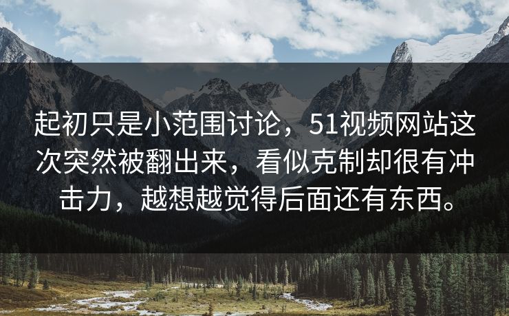 起初只是小范围讨论，51视频网站这次突然被翻出来，看似克制却很有冲击力，越想越觉得后面还有东西。