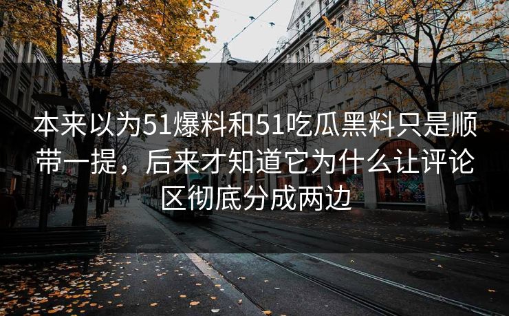 本来以为51爆料和51吃瓜黑料只是顺带一提，后来才知道它为什么让评论区彻底分成两边