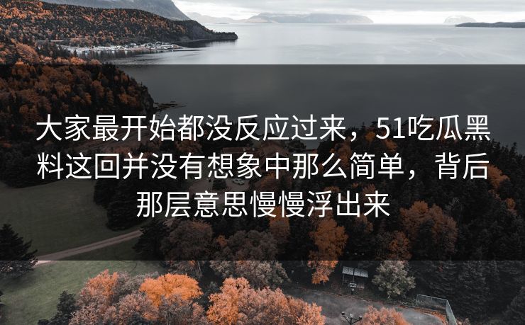 大家最开始都没反应过来，51吃瓜黑料这回并没有想象中那么简单，背后那层意思慢慢浮出来