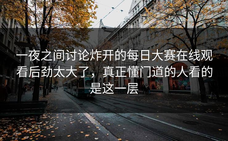 一夜之间讨论炸开的每日大赛在线观看后劲太大了，真正懂门道的人看的是这一层