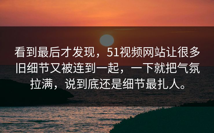 看到最后才发现，51视频网站让很多旧细节又被连到一起，一下就把气氛拉满，说到底还是细节最扎人。